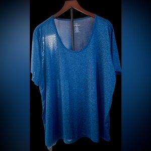 Plus Size 2 Piece Women's Blue Heathered Workout Tops